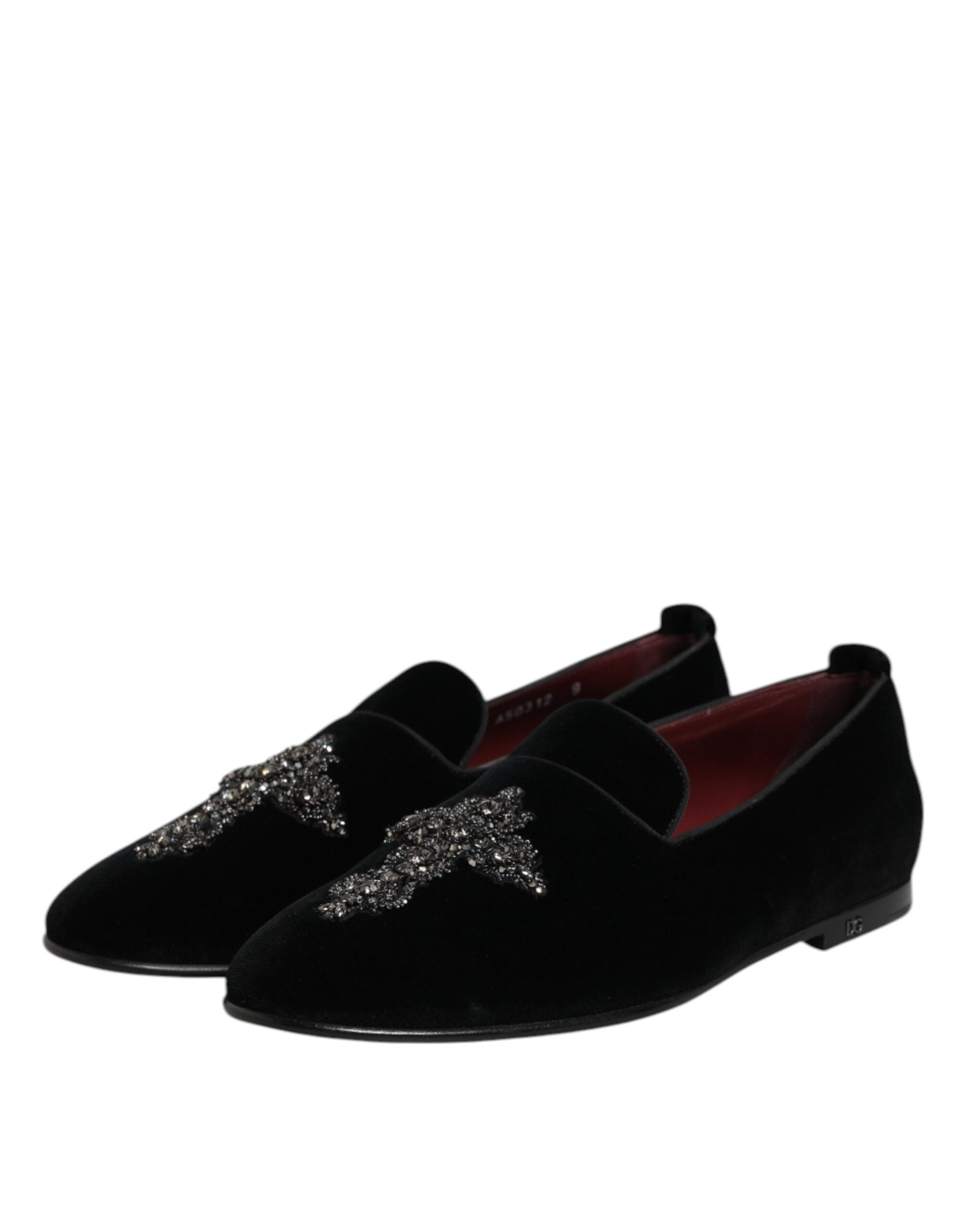 Dolce &amp; Gabbana Black Suede Cross Slip On Loafers Dress Shoes