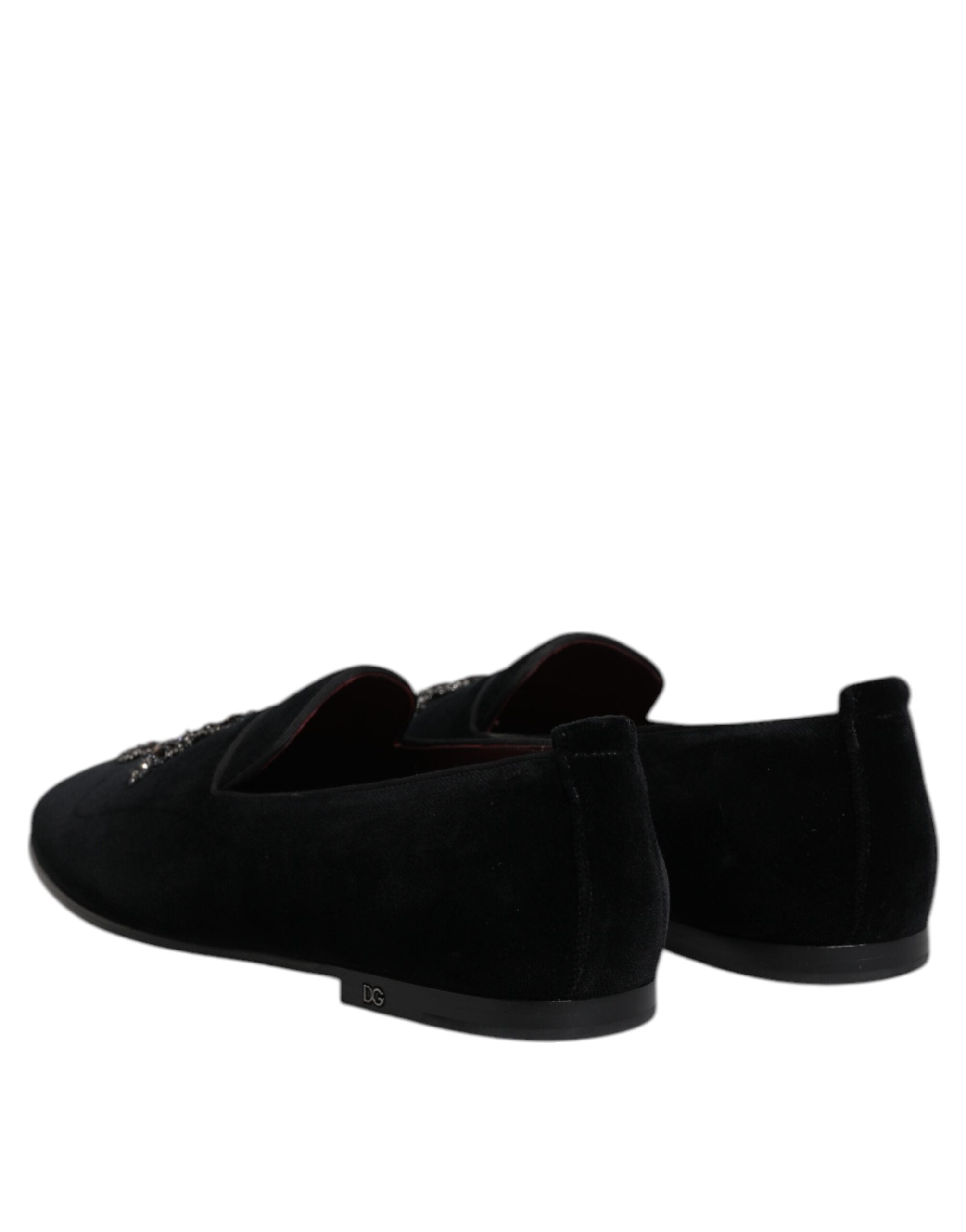 Dolce &amp; Gabbana Black Suede Cross Slip On Loafers Dress Shoes