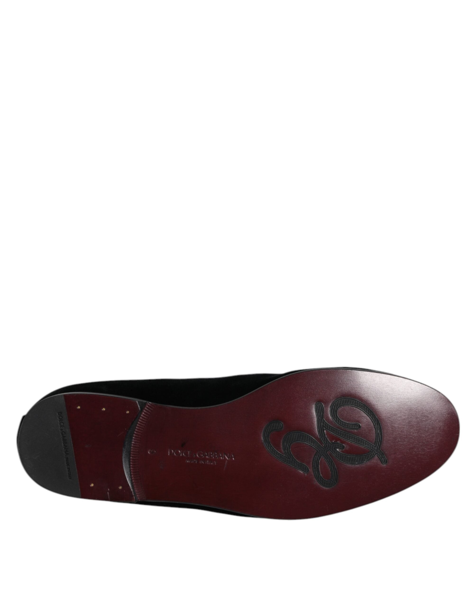 Dolce &amp; Gabbana Black Suede Cross Slip On Loafers Dress Shoes