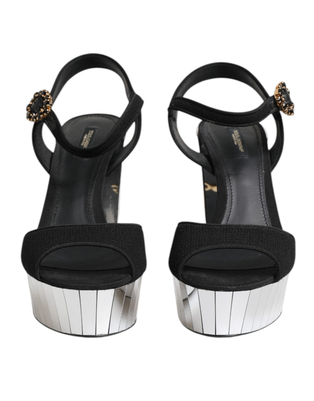 Dolce &amp; Gabbana Black Crystal Ankle Strap Keira Sandal Shoes