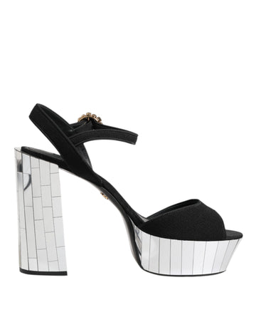 Dolce &amp; Gabbana Black Crystal Ankle Strap Keira Sandal Shoes