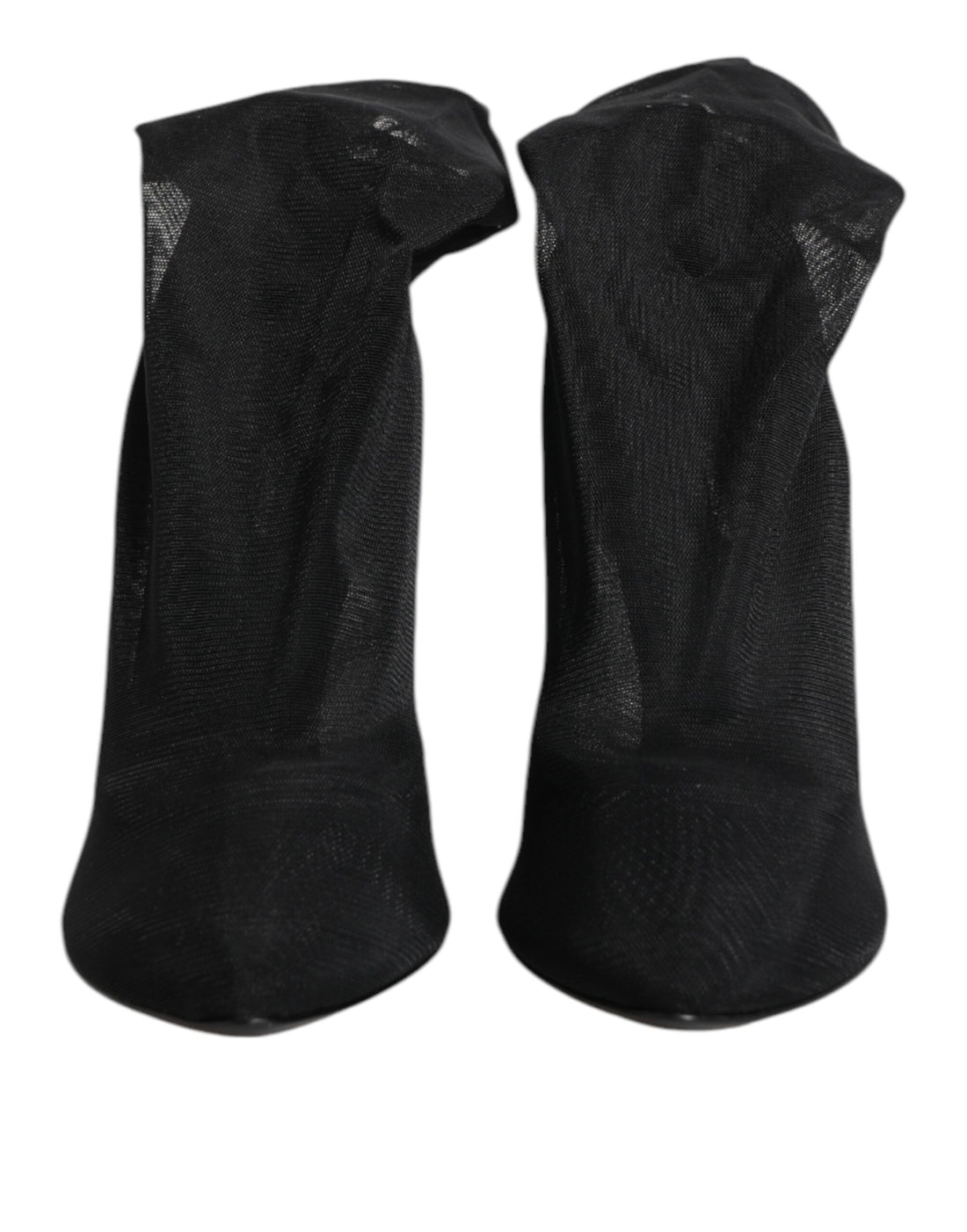 Dolce &amp; Gabbana Black Silk Stretch Mesh Sock Boots Shoes