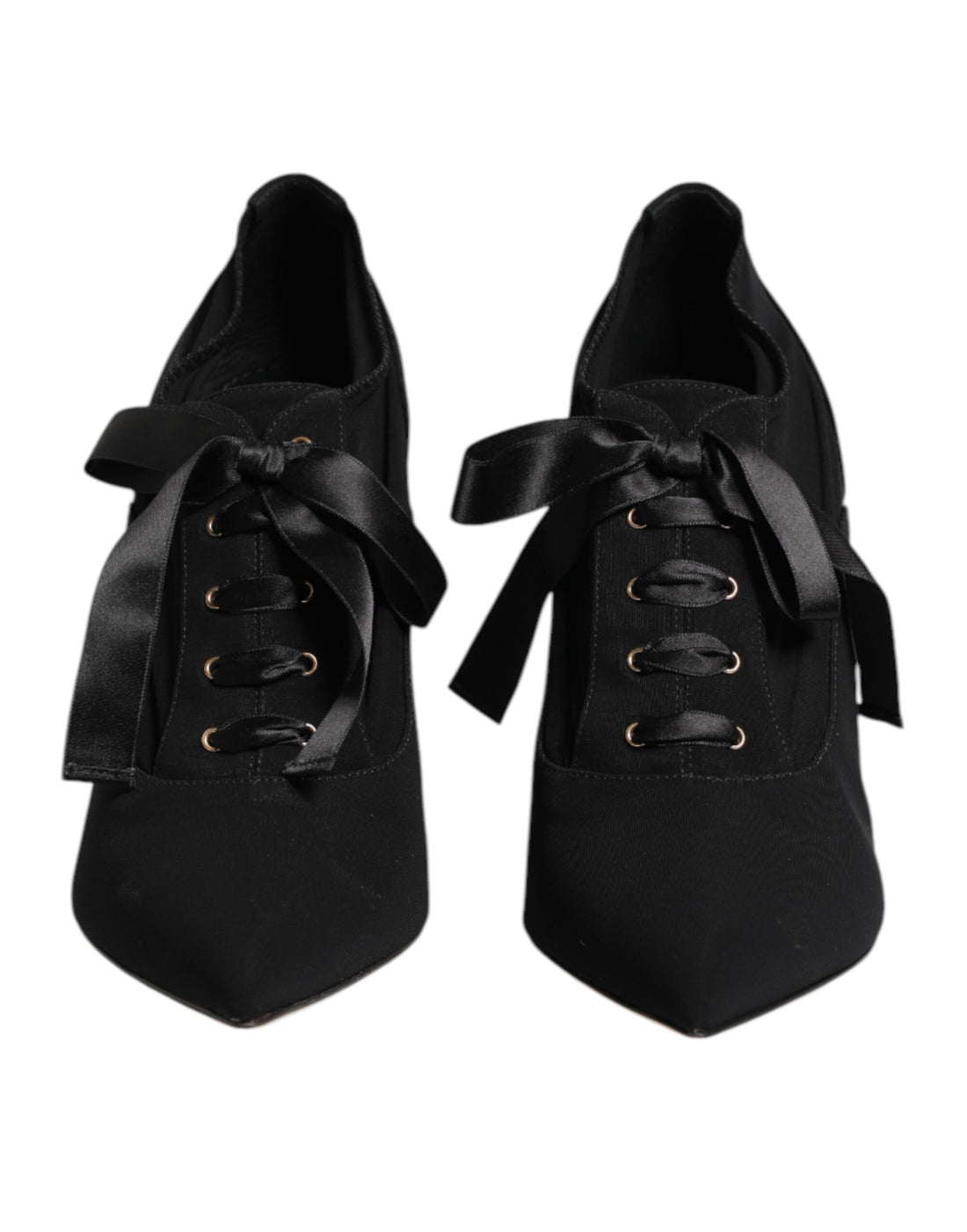 Dolce &amp; Gabbana Black Lace Up Stiletto Heels Pumps Shoes