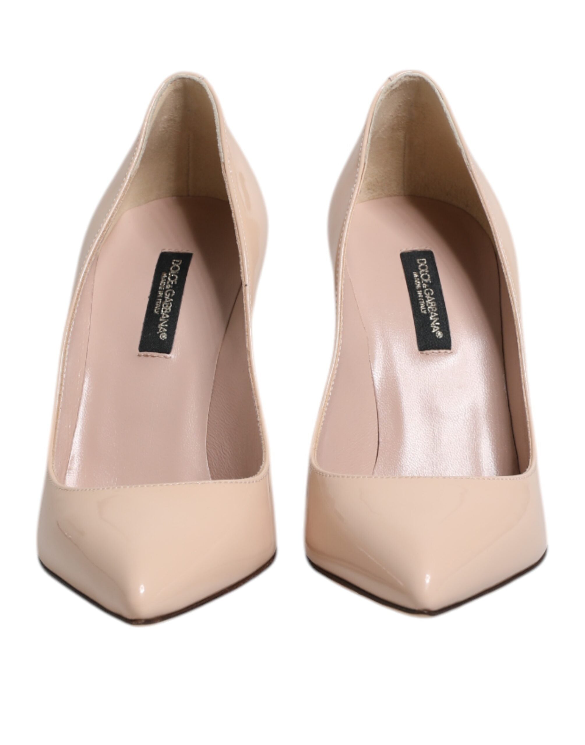Dolce &amp; Gabbana Beige Patent Leather Stiletto Heel Pumps Shoes
