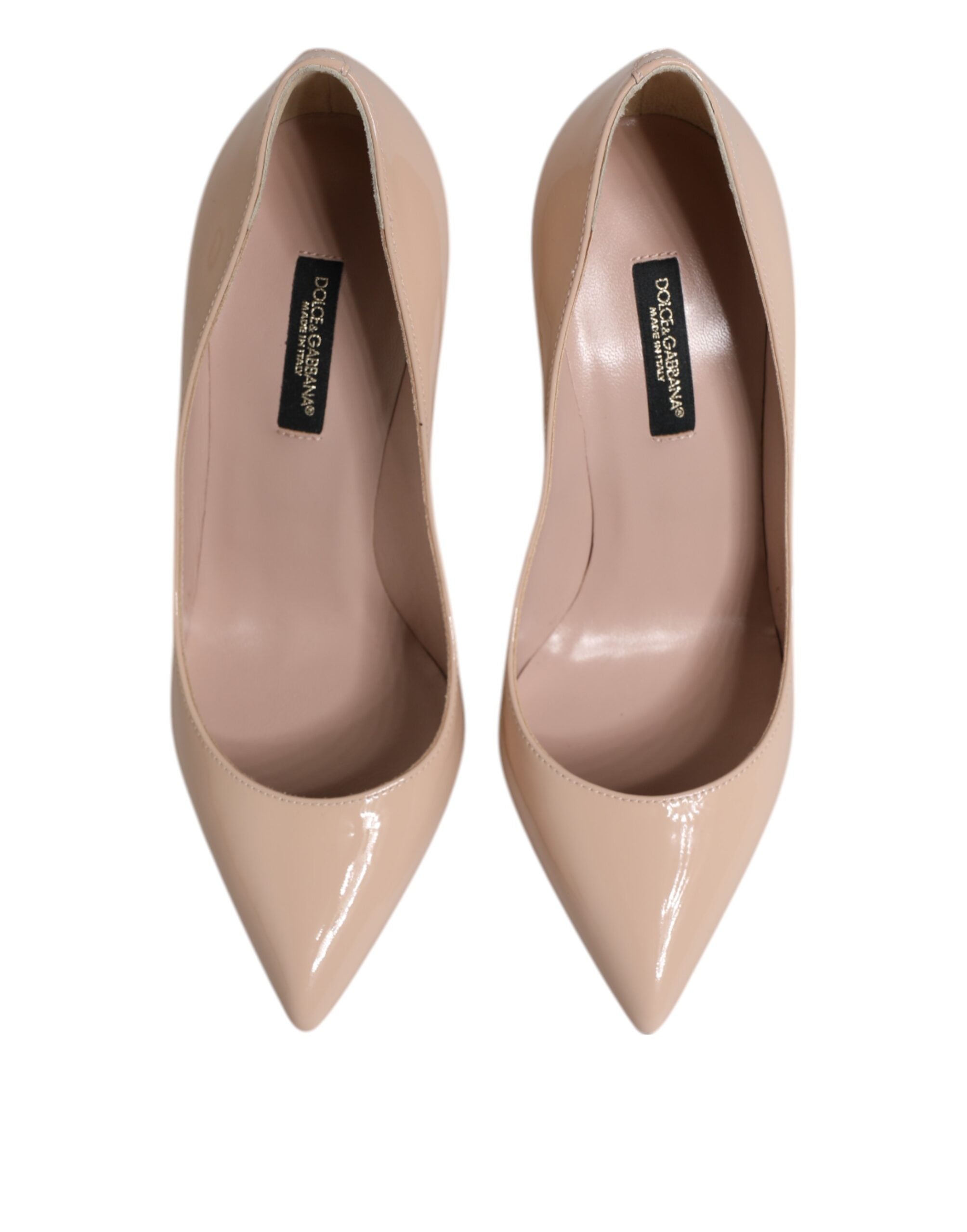 Dolce &amp; Gabbana Beige Patent Leather Stiletto Heel Pumps Shoes