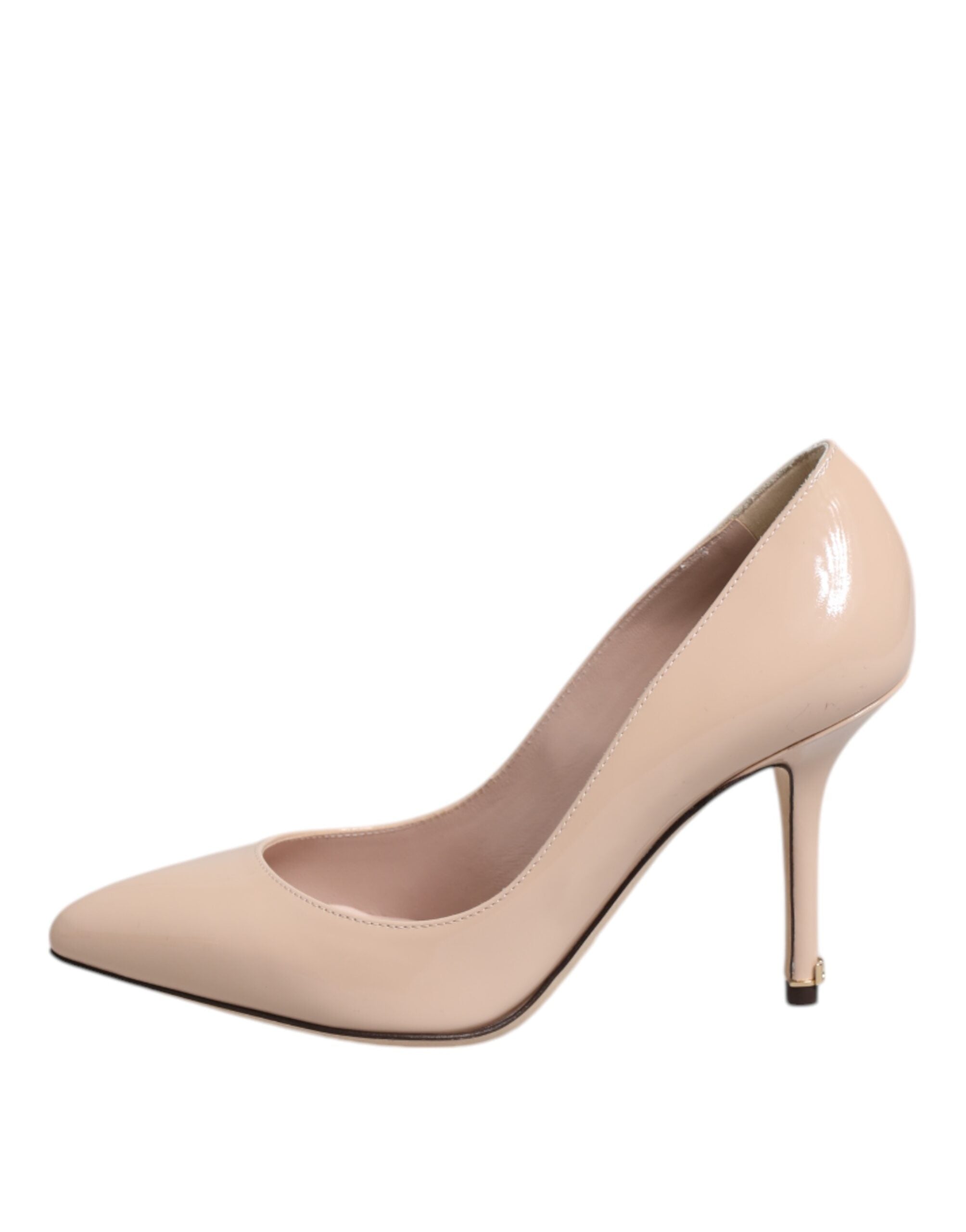 Dolce &amp; Gabbana Beige Patent Leather Stiletto Heel Pumps Shoes