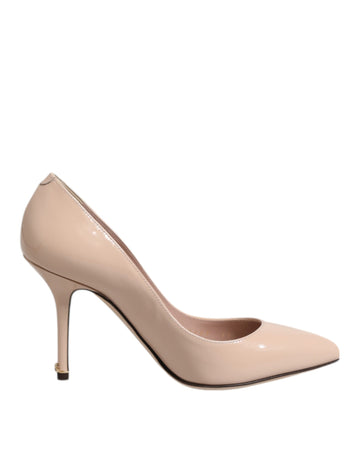 Dolce &amp; Gabbana Beige Patent Leather Stiletto Heel Pumps Shoes