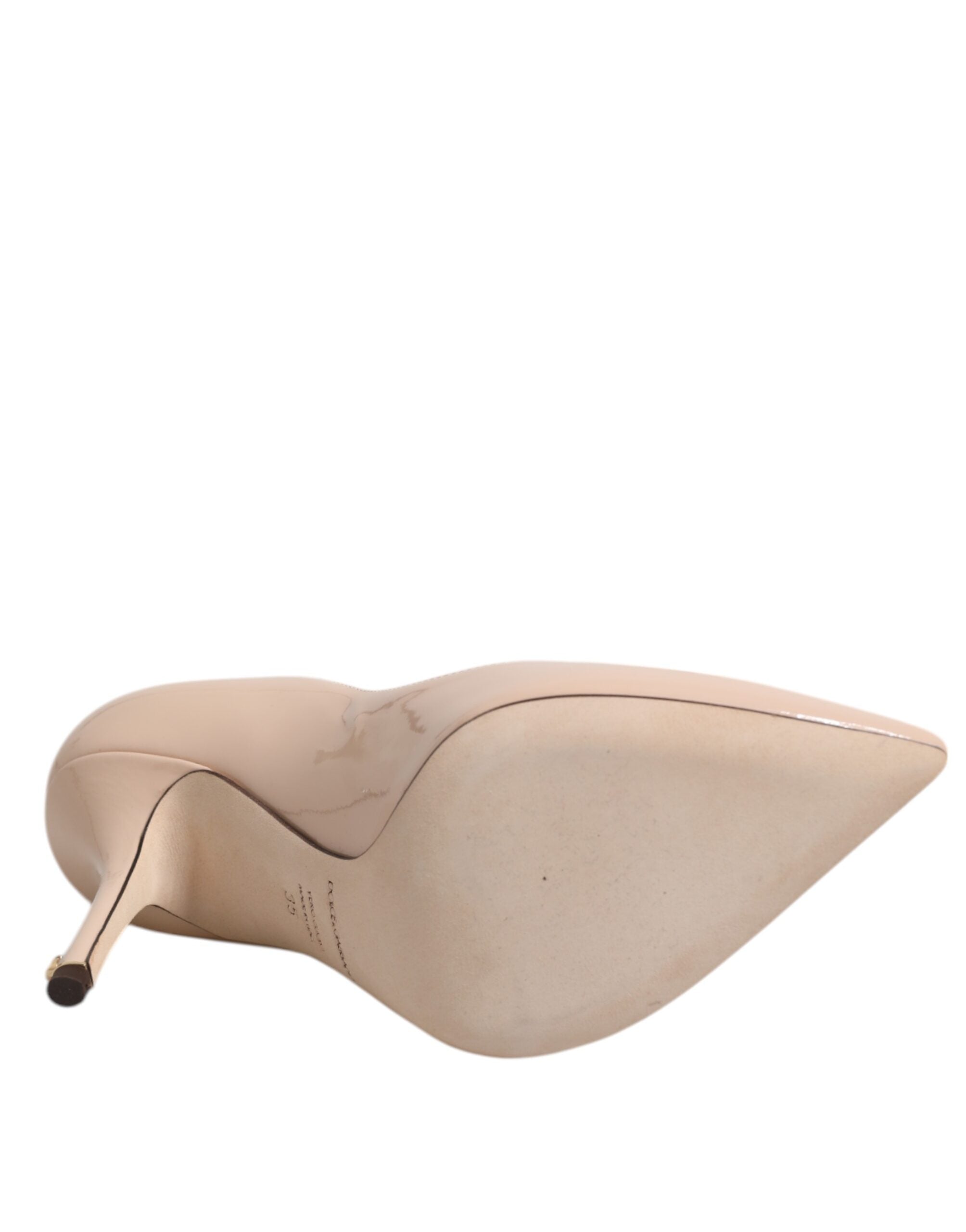 Dolce &amp; Gabbana Beige Patent Leather Stiletto Heel Pumps Shoes