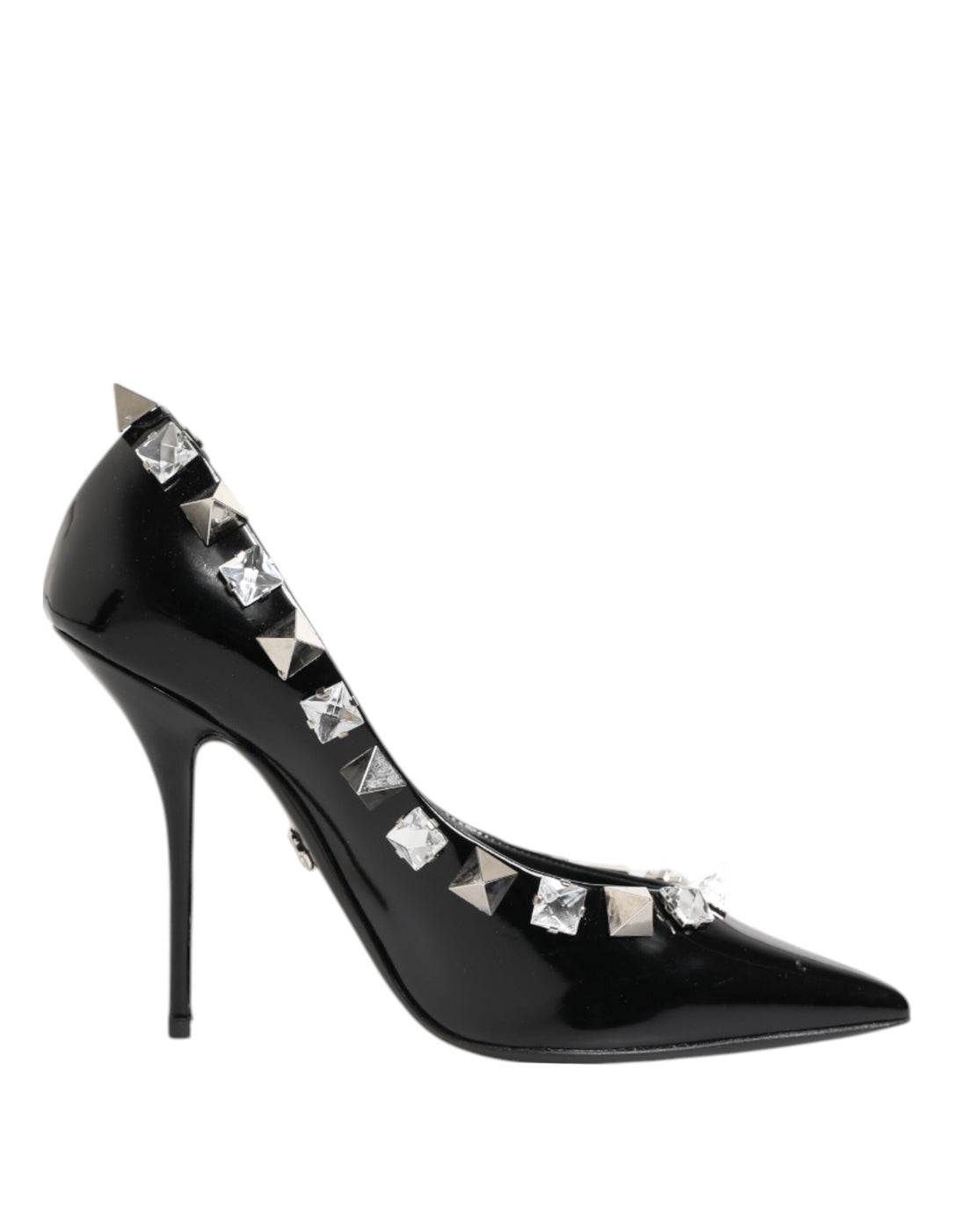 Dolce &amp; Gabbana Black Crystals Studs Stiletto Pumps Shoes