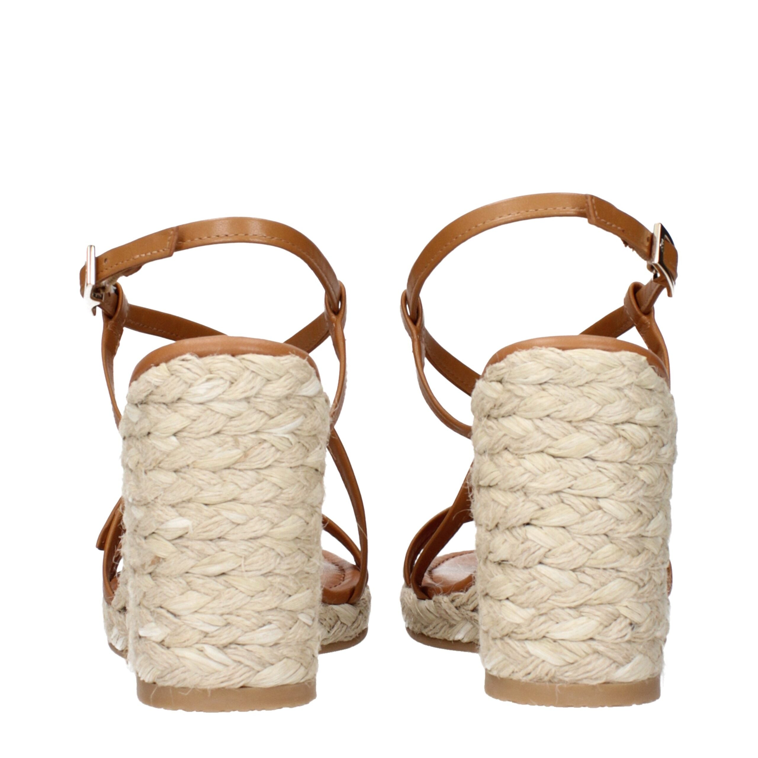 Stuart Weitzman Brown Leather Wedge Sandals