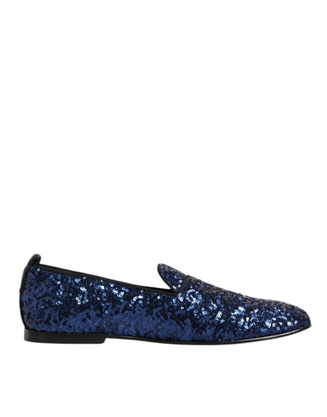 Dolce &amp; Gabbana Blue Sequined Loafers Slippers Men Dress Shoes