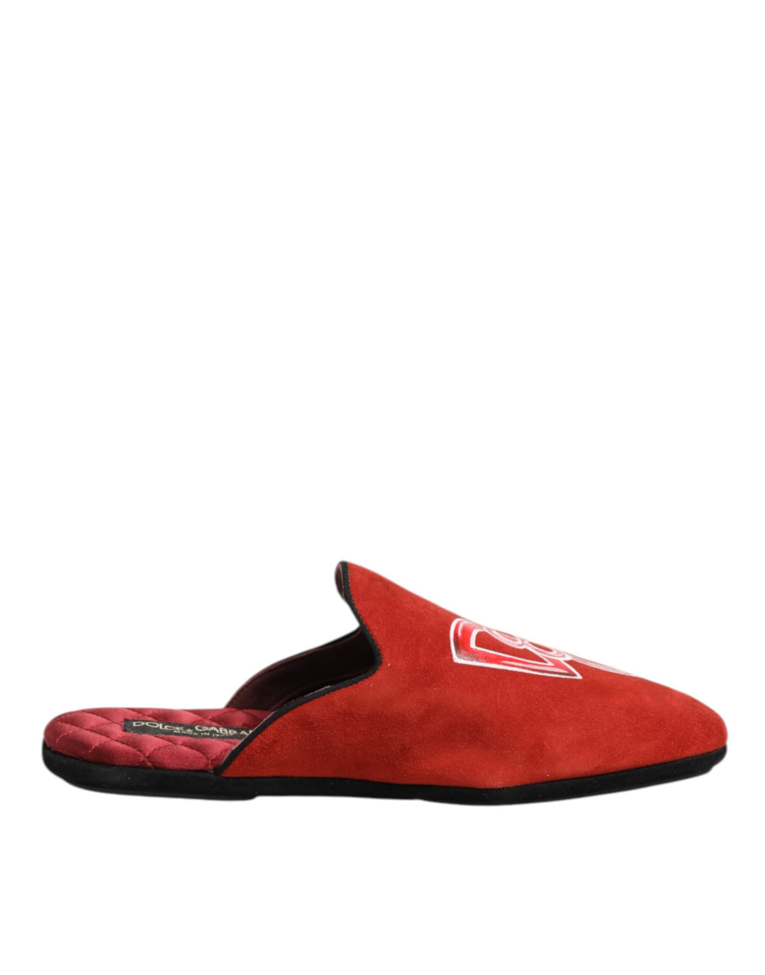 Dolce &amp; Gabbana Red Suede DG King Men House Slippers Shoes