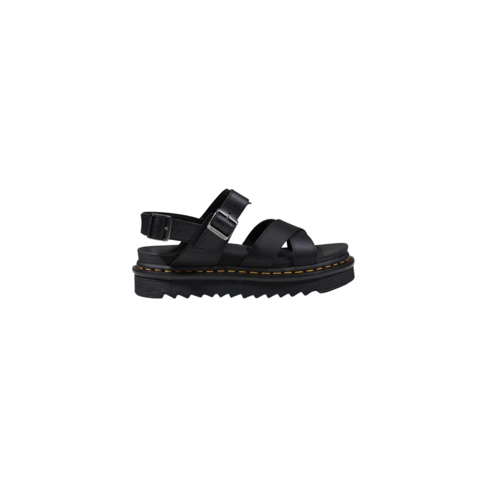 Sandales plates en cuir noir Dr. Martens