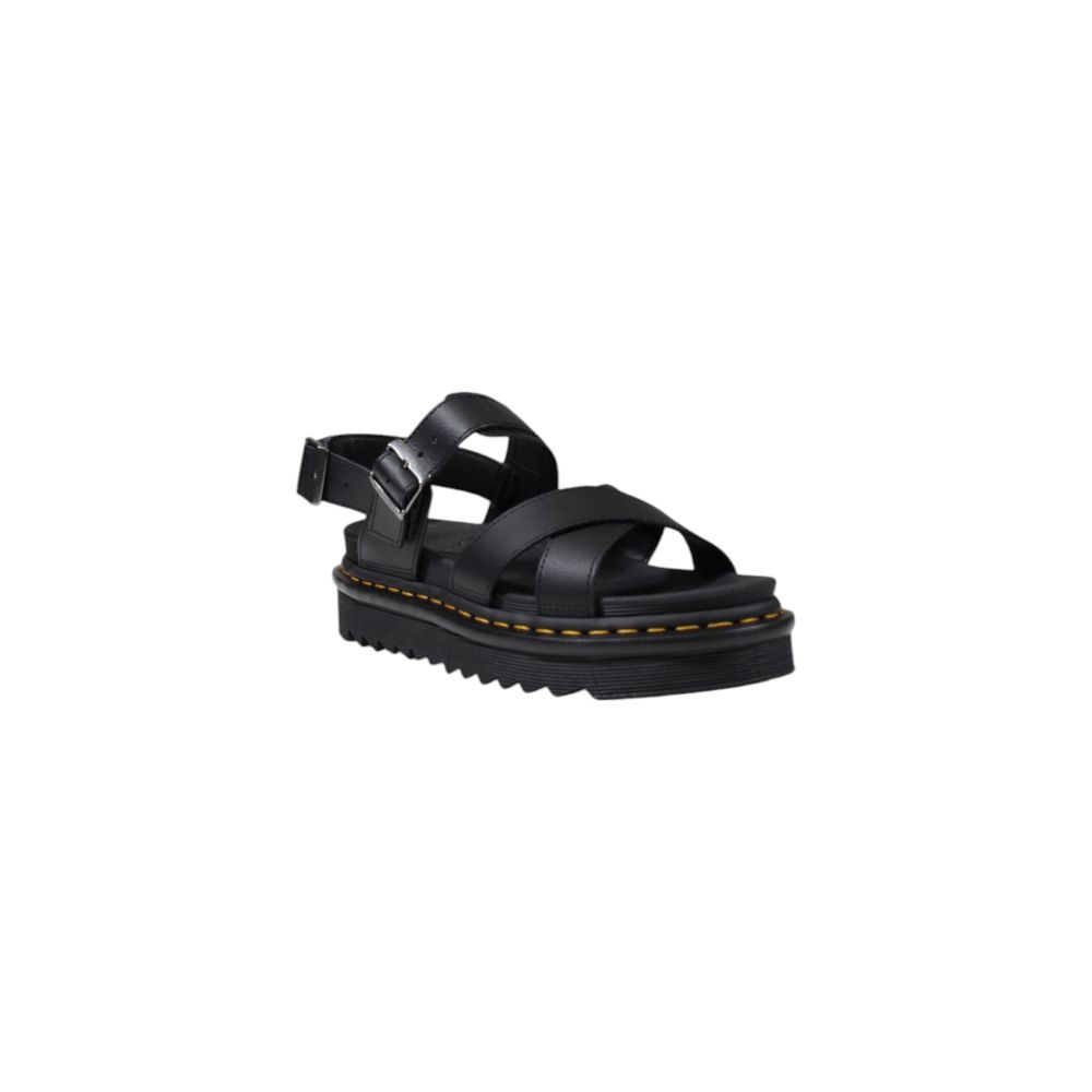 Sandales plates en cuir noir Dr. Martens