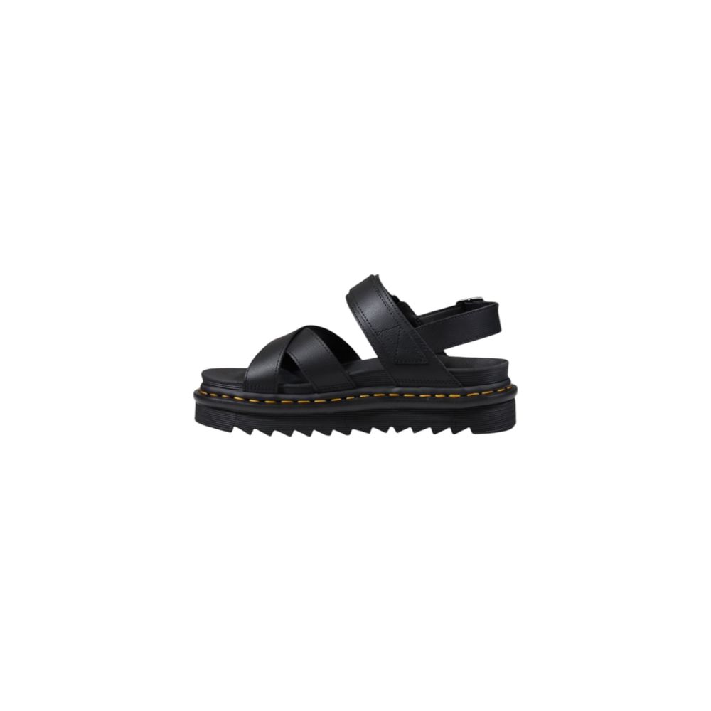 Sandales plates en cuir noir Dr. Martens