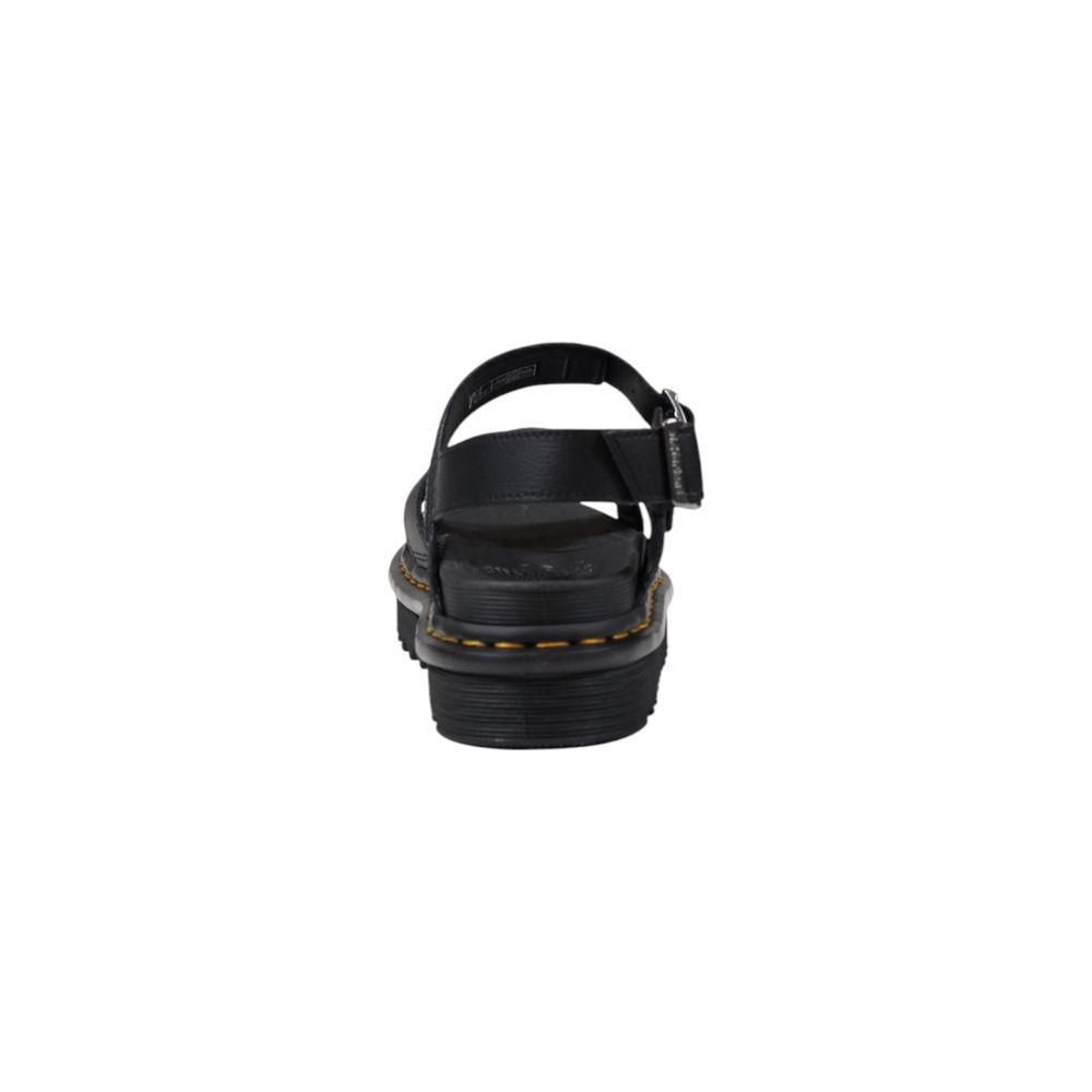 Sandales plates en cuir noir Dr. Martens