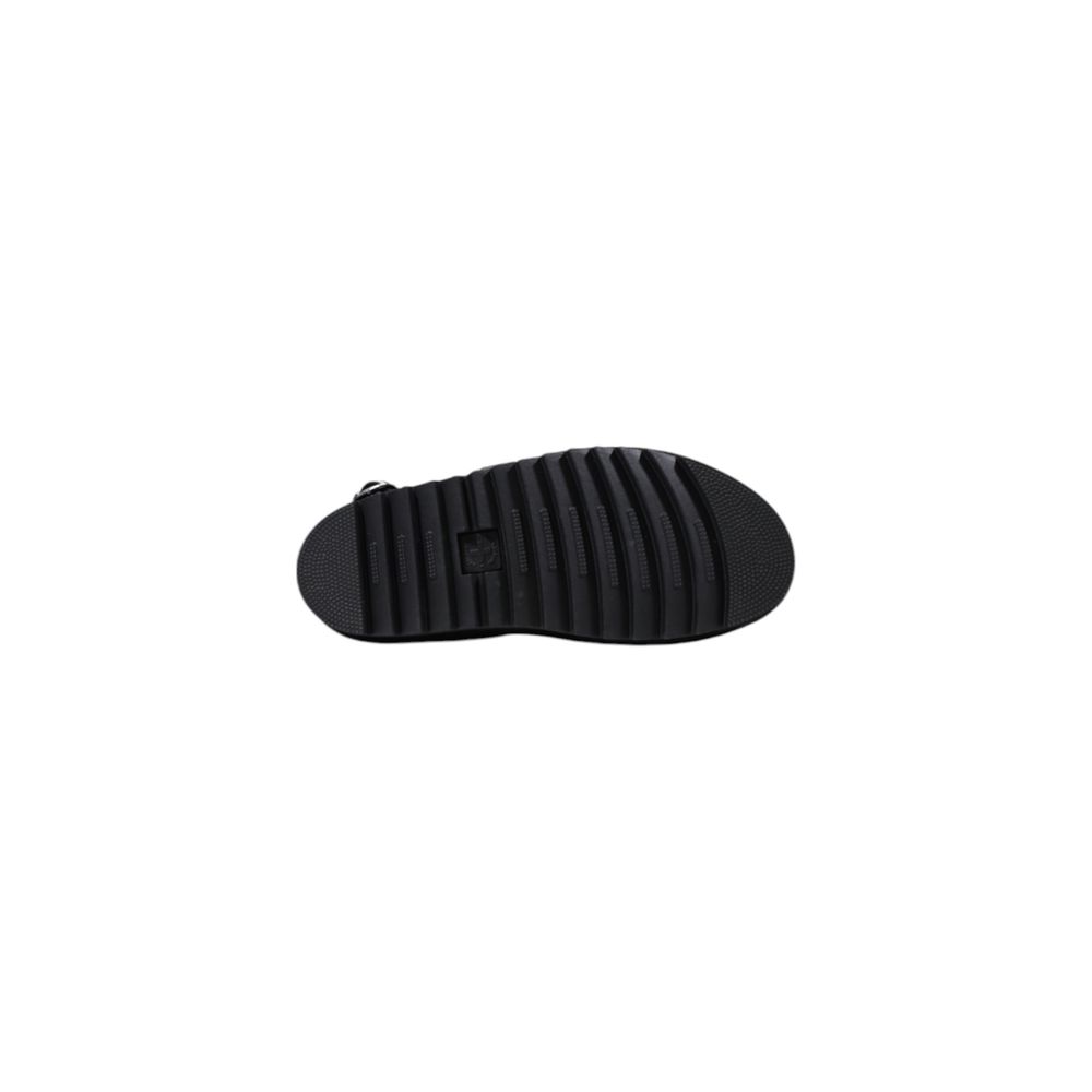 Sandales plates en cuir noir Dr. Martens