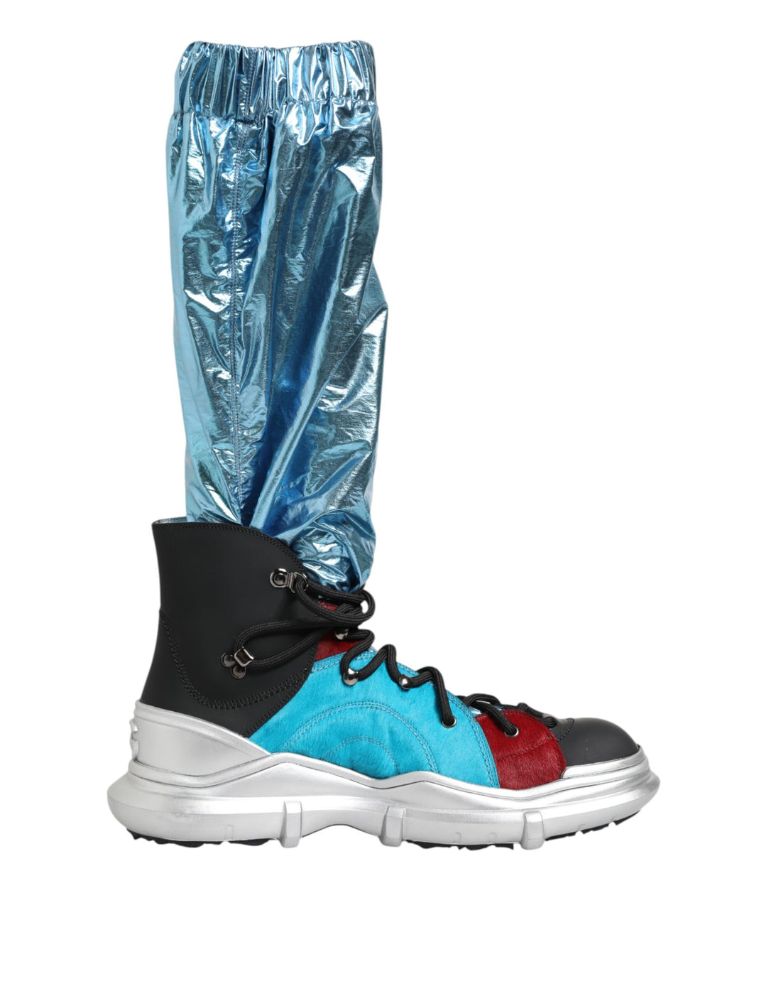 Dolce &amp; Gabbana Blue Lace Up Over The Knee Socks Men Boots Shoes
