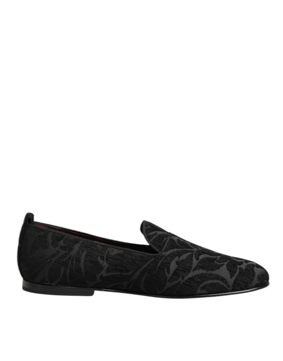 Dolce &amp; Gabbana Black Brocade Loafers Slip On Men Dress Shoes