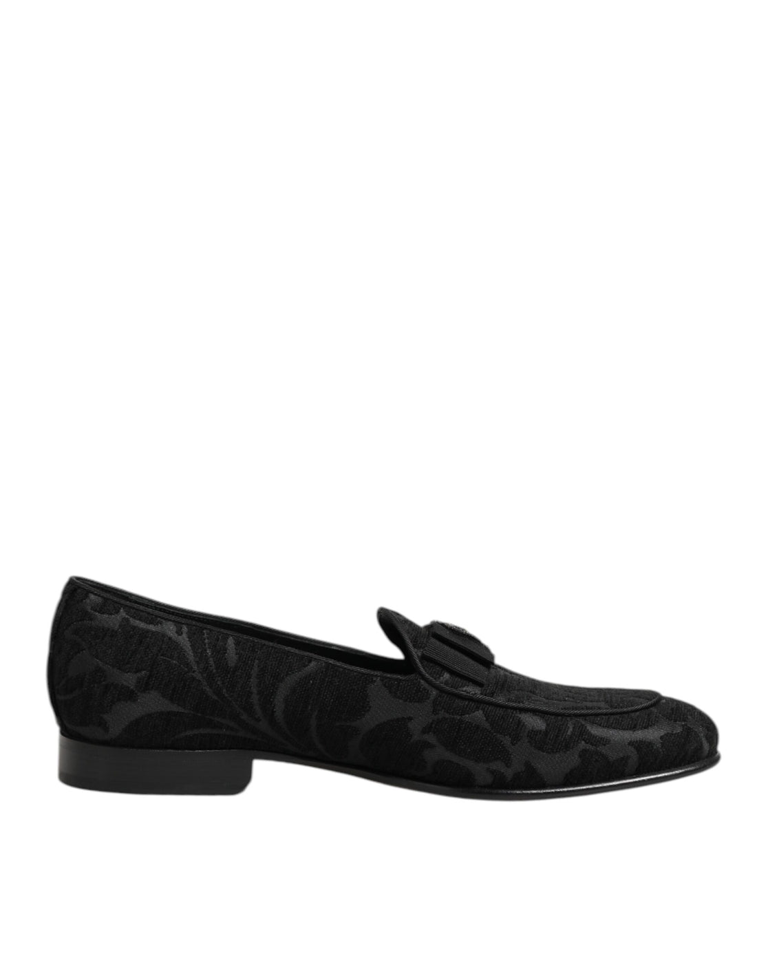 Dolce &amp; Gabbana Black Brocade Crown Loafers Dress Shoes