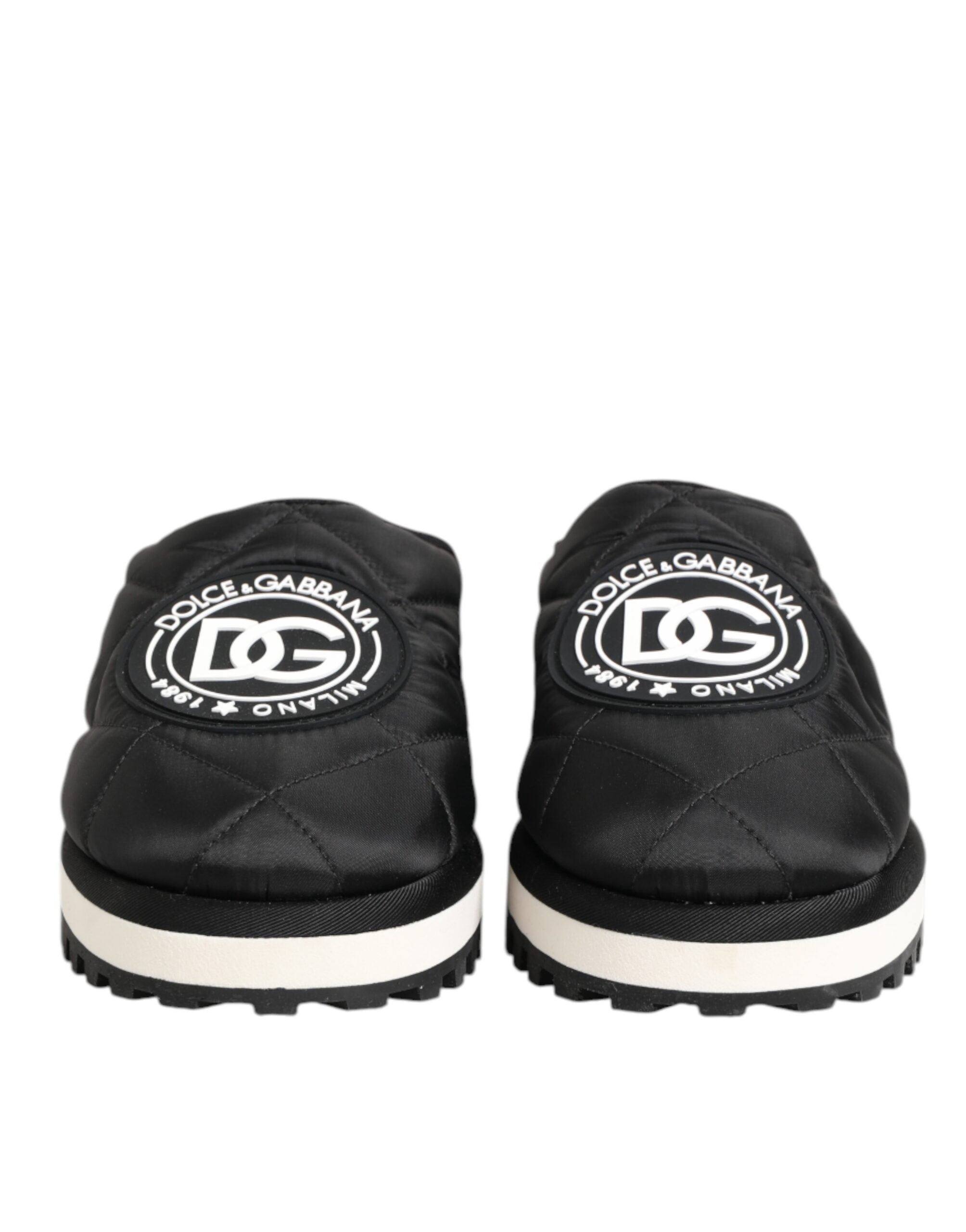 Dolce &amp; Gabbana Black Nylon Low Top Slip On Sneaker Shoes