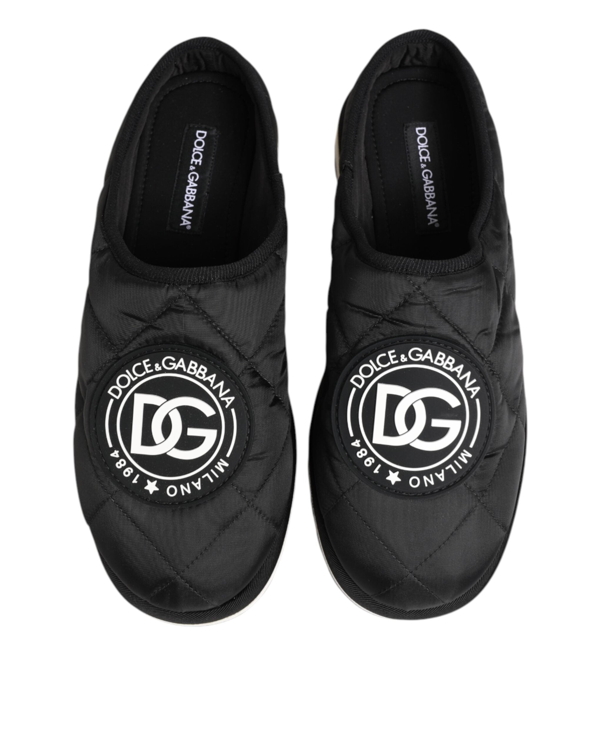 Dolce &amp; Gabbana Black Nylon Low Top Slip On Sneaker Shoes
