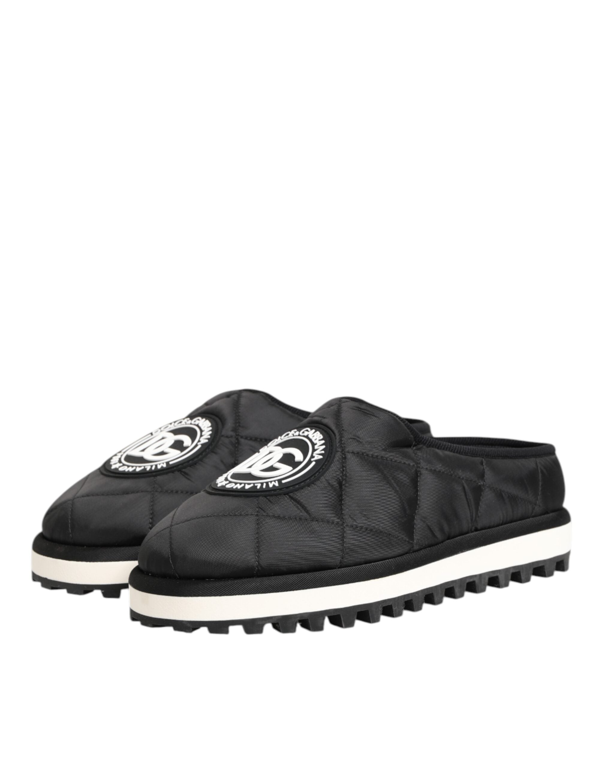 Dolce &amp; Gabbana Black Nylon Low Top Slip On Sneaker Shoes