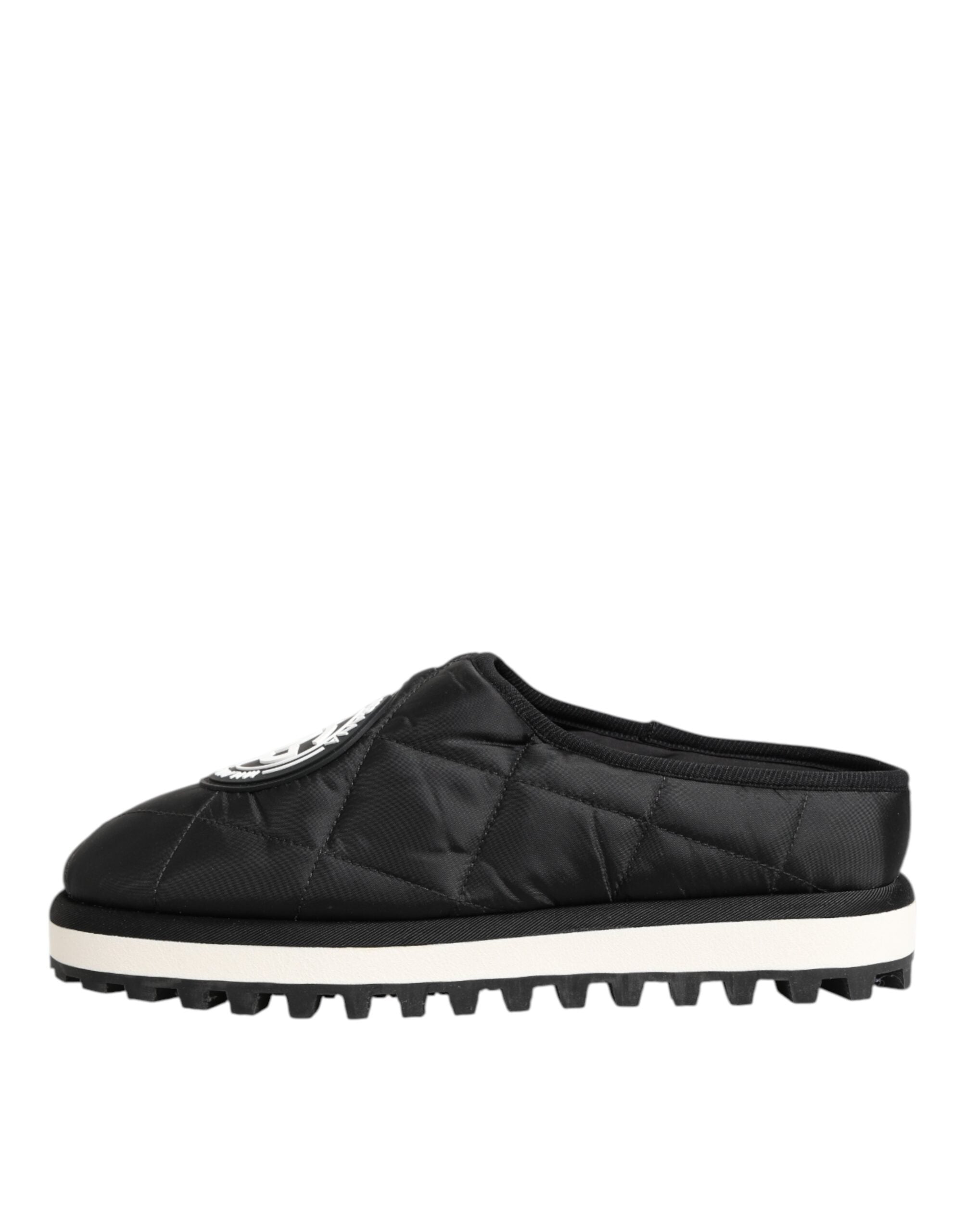 Dolce &amp; Gabbana Black Nylon Low Top Slip On Sneaker Shoes