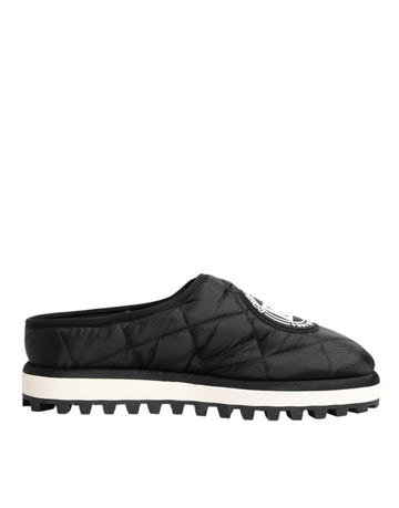 Dolce &amp; Gabbana Black Nylon Low Top Slip On Sneaker Shoes