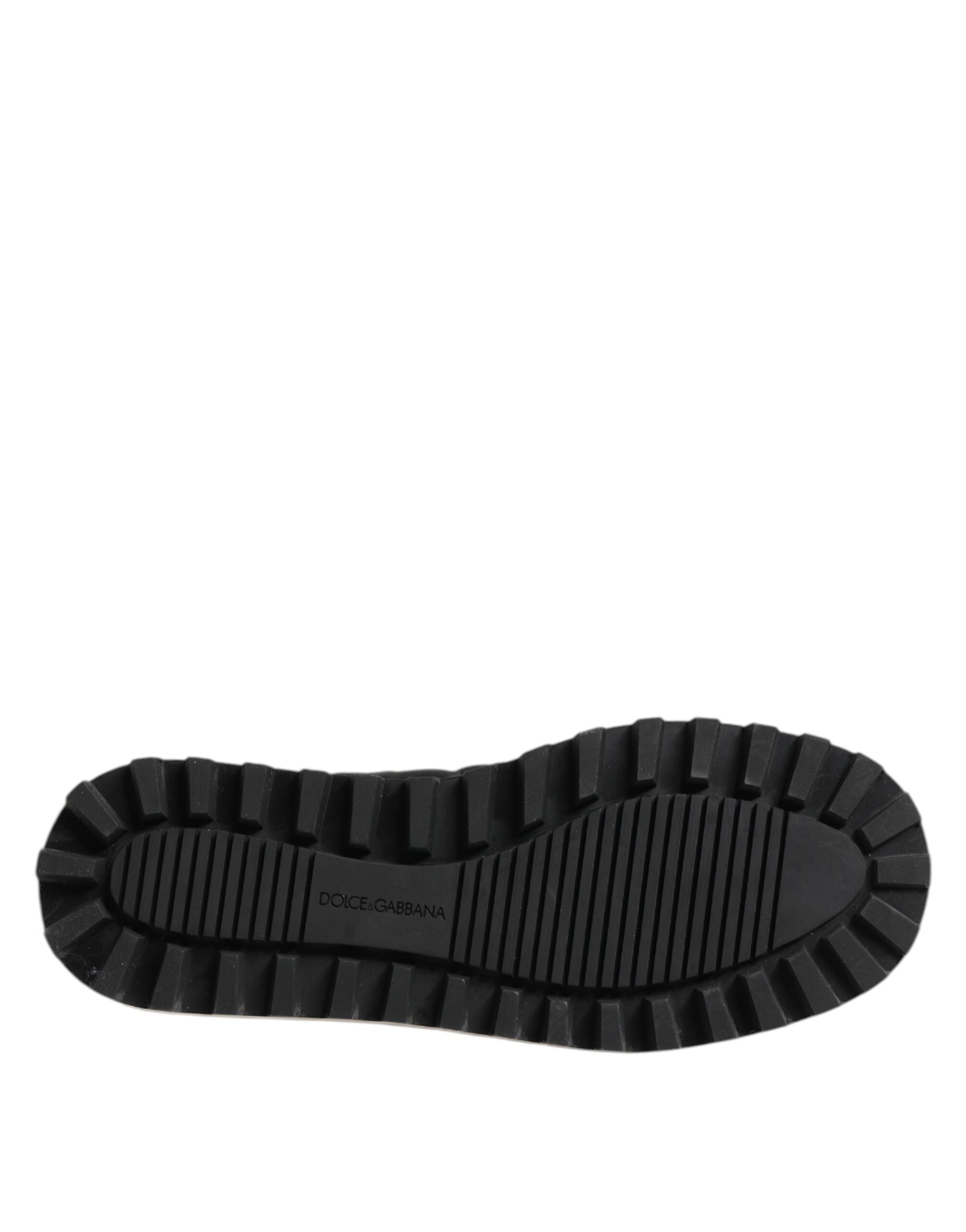 Dolce &amp; Gabbana Black Nylon Low Top Slip On Sneaker Shoes