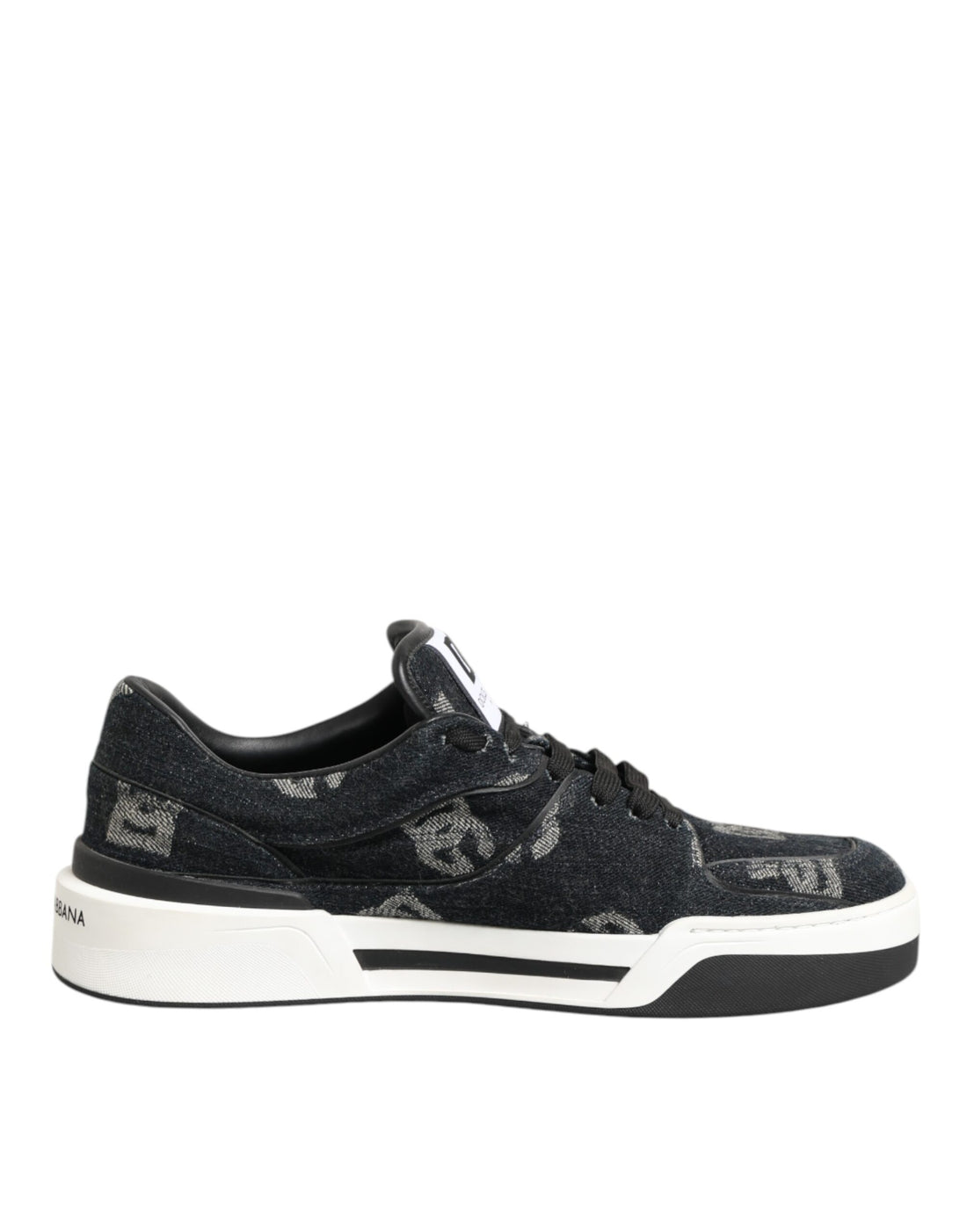 Dolce &amp; Gabbana Blue Cotton Denim Logo Low Top Sneakers Shoes