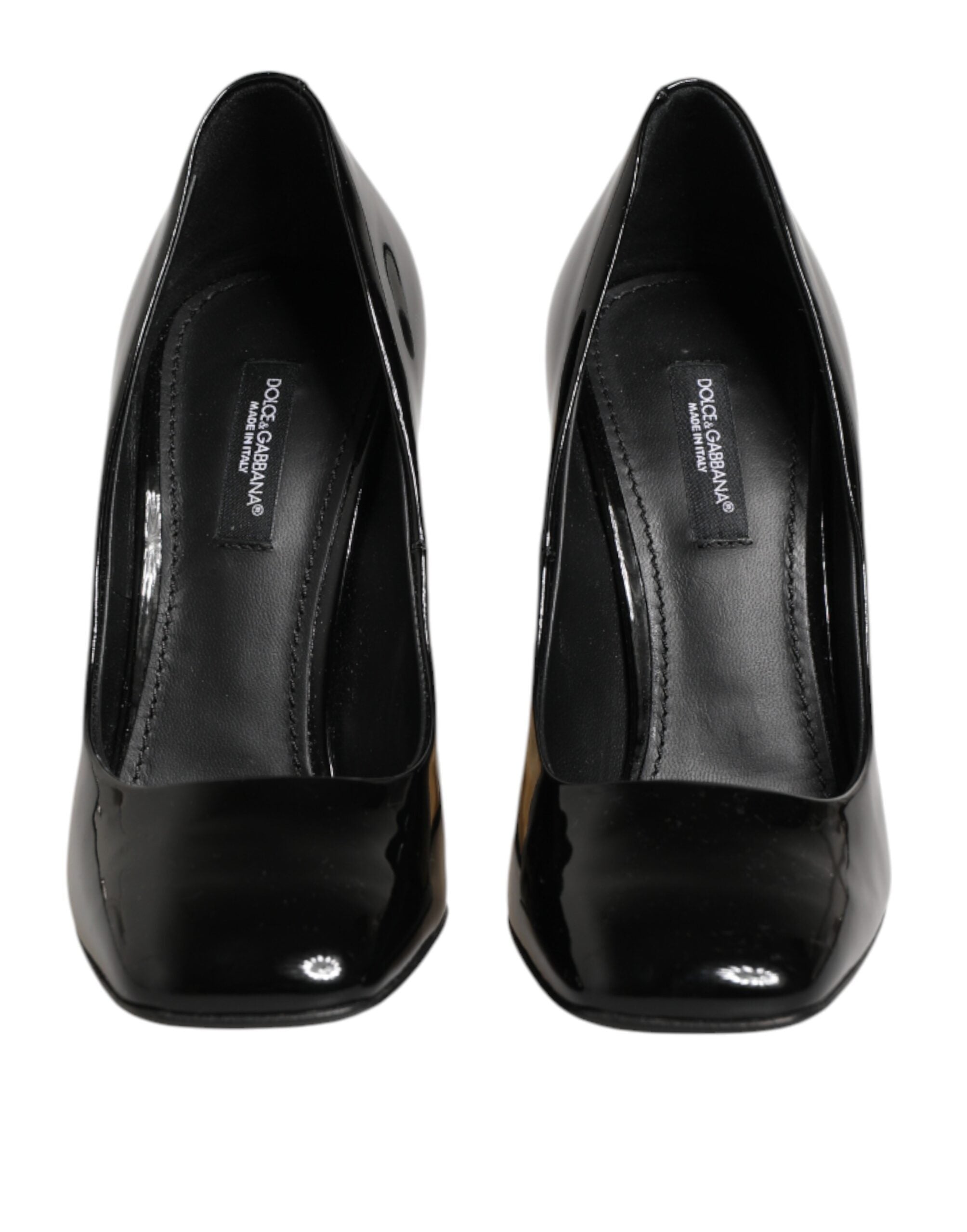Escarpins Dolce &amp; Gabbana en cuir verni noir et or avec logo