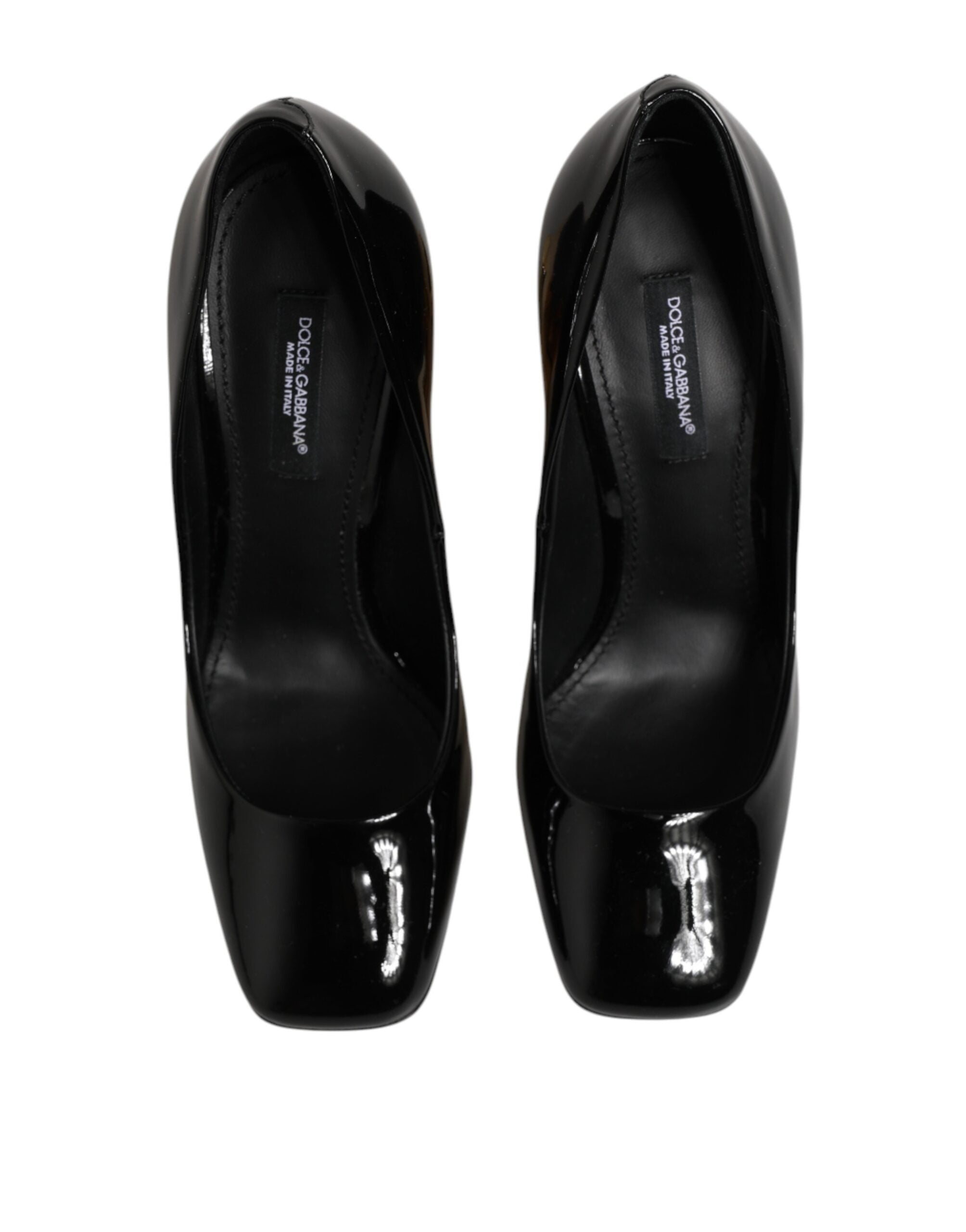 Escarpins Dolce &amp; Gabbana en cuir verni noir et or avec logo