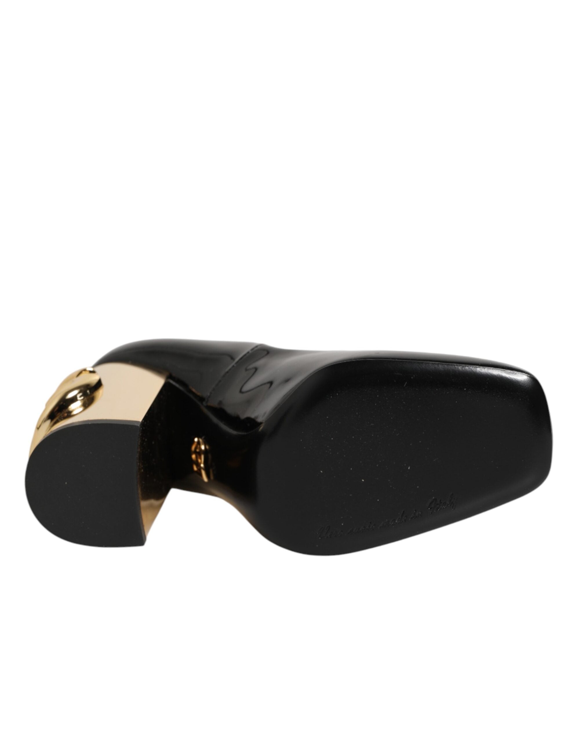 Escarpins Dolce &amp; Gabbana en cuir verni noir et or avec logo