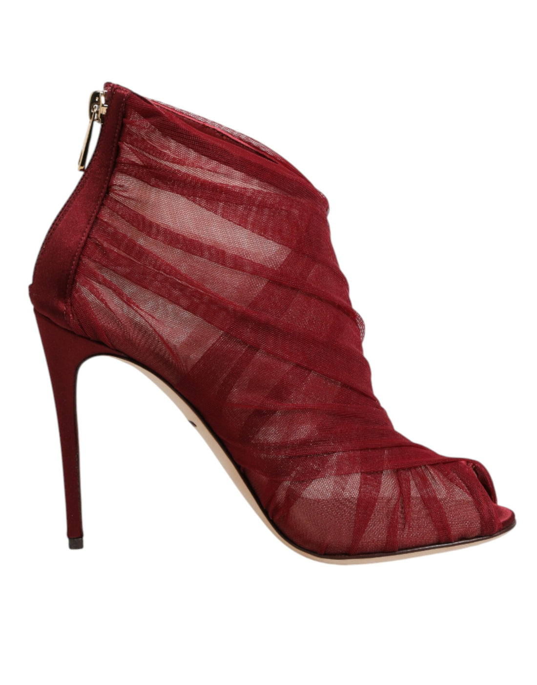 Dolce &amp; Gabbana Red Tulle Ankle Boots Stiletto Heels Shoes