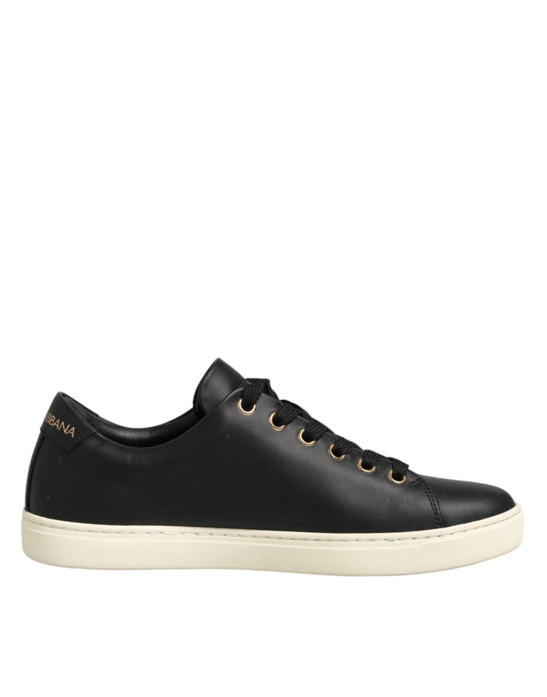 Dolce &amp; Gabbana Black Leather Sacred Heart Sneakers Shoes