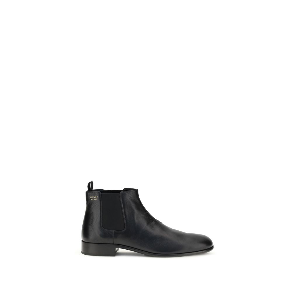 Bottines Prada en cuir de chèvre noir