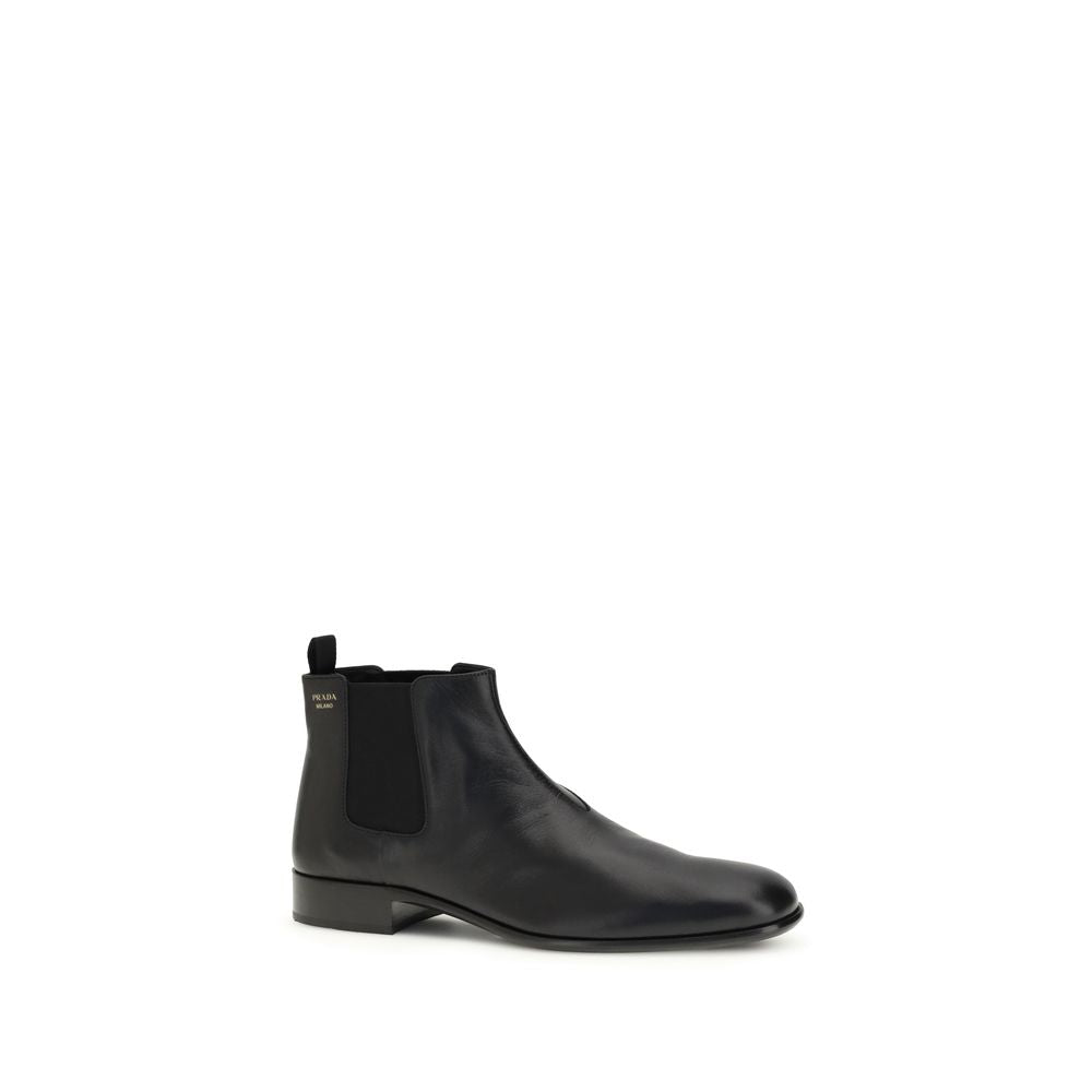 Bottines Prada en cuir de chèvre noir