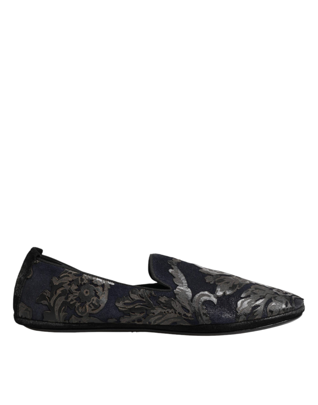 Dolce &amp; Gabbana Black Jacquard Leather Slip On Loafers Shoes