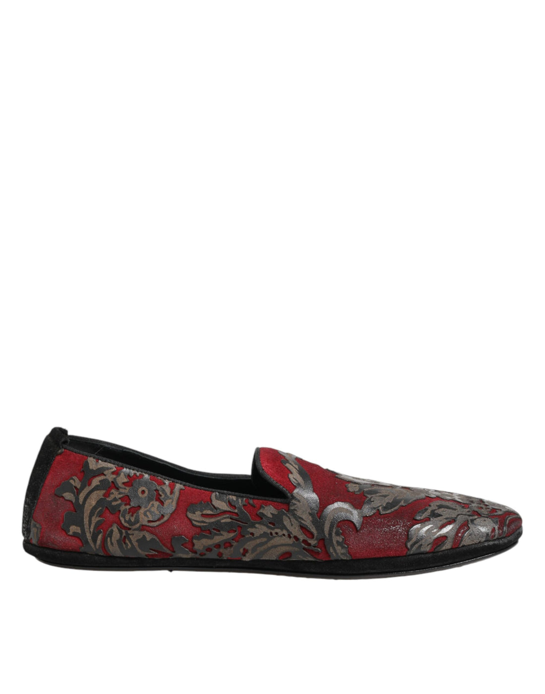 Dolce &amp; Gabbana Bordeaux Jacquard Leather Slip On Loafer Shoes