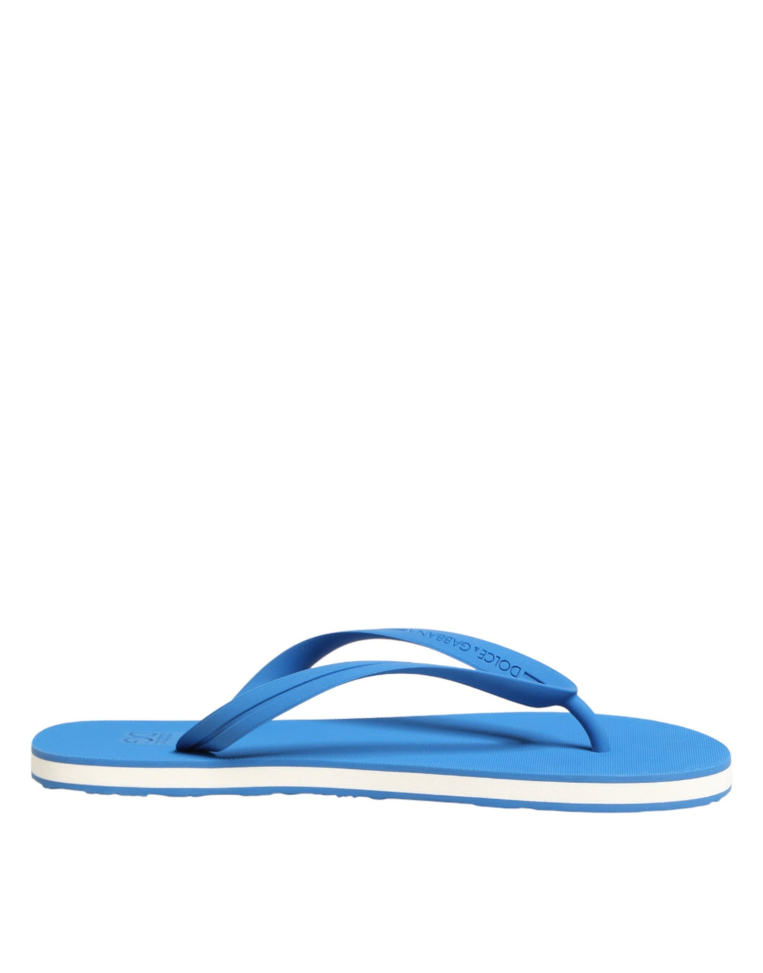 Dolce &amp; Gabbana Blue White Logo Beachwear Flats Slipper Shoes