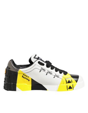 Dolce & Gabbana Multicolor Leather Graffiti Low Top Sneakers Shoes