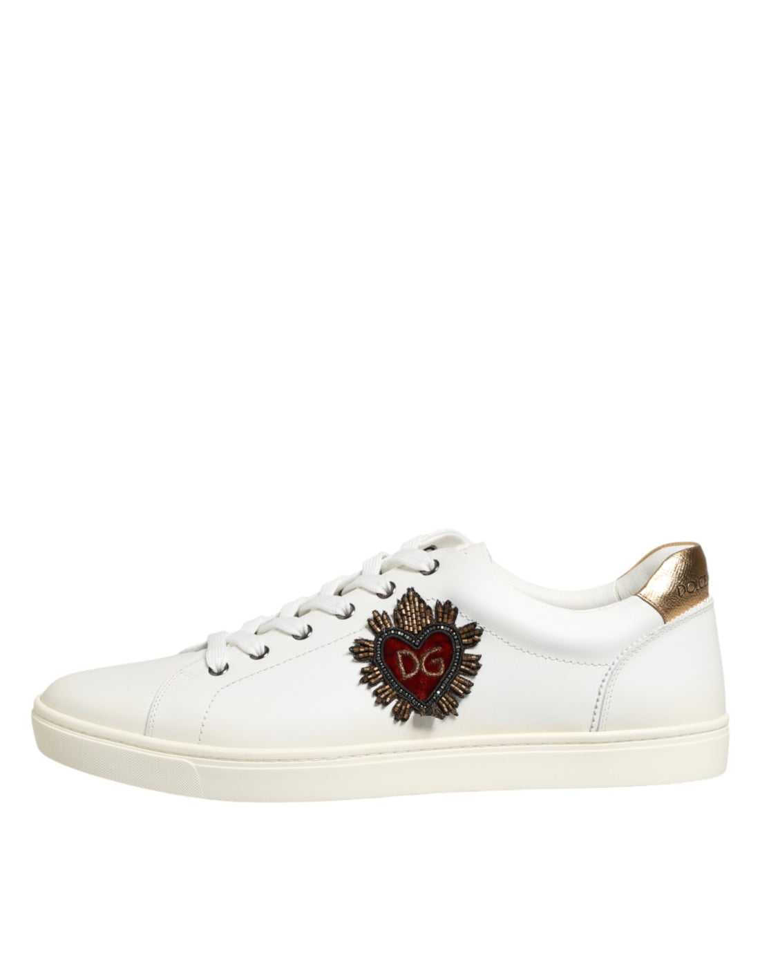 Dolce &amp; Gabbana White Heart Embellished Sneakers Shoes