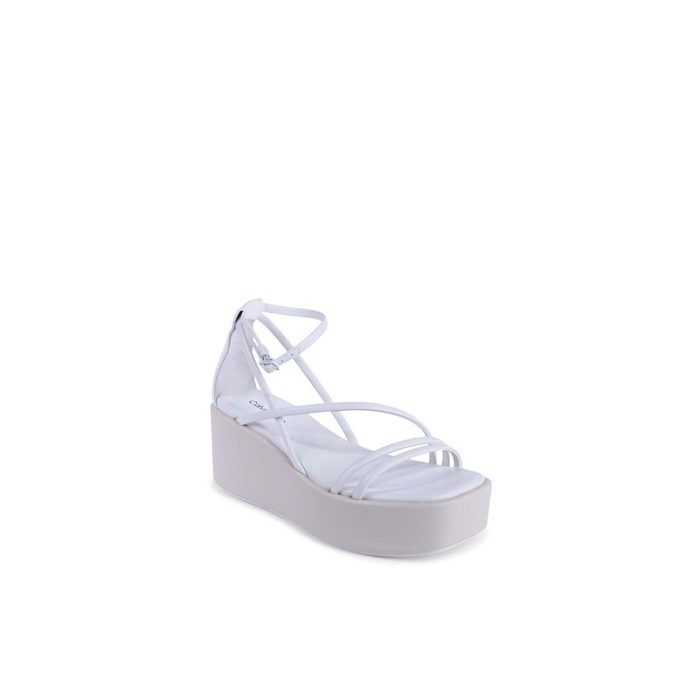 Sandales à plateforme en cuir blanc Calvin Klein