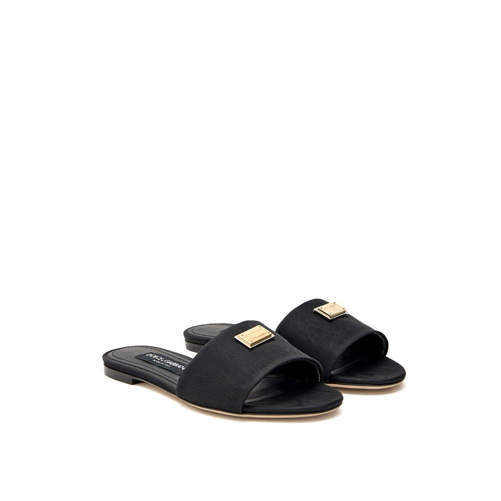 Dolce &amp; Gabbana Black Polyester Slippers