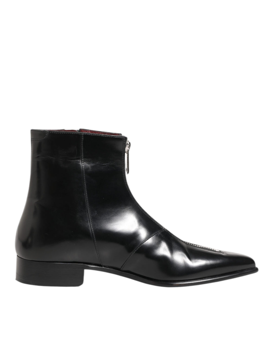 Dolce &amp; Gabbana Black Leather Chelsea Short Ankle Boots Shoes