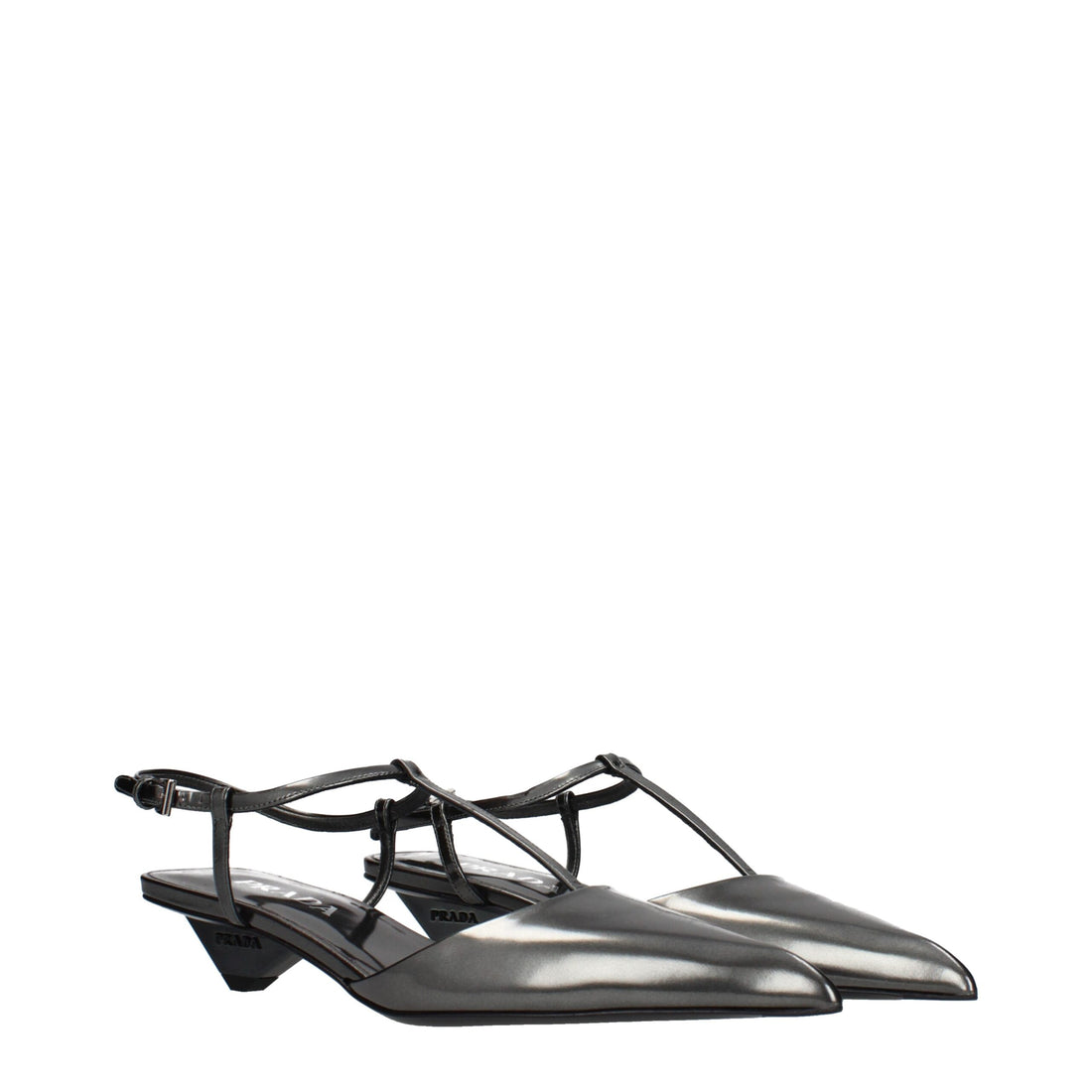 Prada Gray Leather Sandals